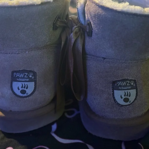 BearPaw Tan Ankle Boots with Ribbon Detail - Picture 2 of 4